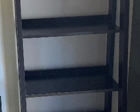 Dark Wood Trestle Bookshelf #1	71x23.5x16.5in	HxWxD
