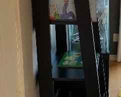 Dark Wood Trestle Bookshelf #2	71x23.5x16.5in	HxWxD
