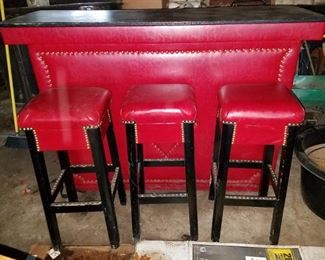 Red bar and stools