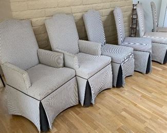 Set of 6 Padded Rolling Dining Chairs 41x22x27in seat height: 19.5in