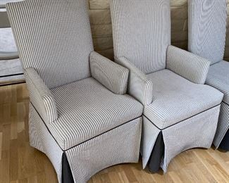 Set of 6 Padded Rolling Dining Chairs 41x22x27in seat height: 19.5in