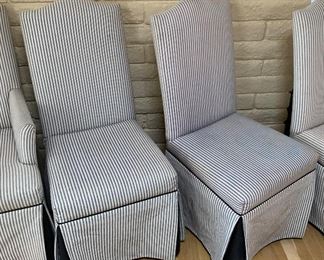Set of 6 Padded Rolling Dining Chairs 41x22x27in seat height: 19.5in