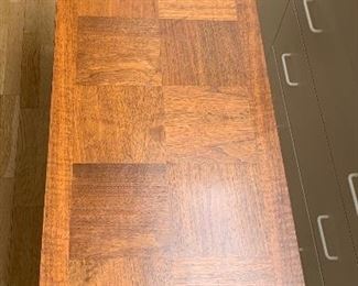 Walnut Parquet Side Table 29x14x16in