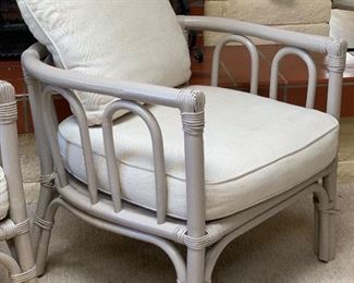 2 Vintage Rattan Padded Chairs 31x28x25in