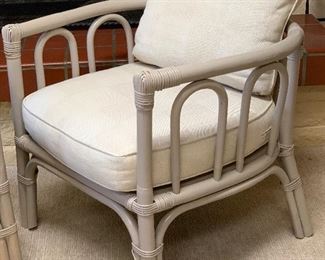 2 Vintage Rattan Padded Chairs 31x28x25in