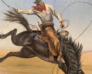 Jack Wryn Sunrisker 1955 Western Painting 28.5 x 24.5