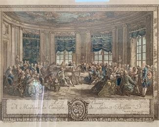 The Concert at the house of the Countess of Saint Brisson, engraved by L. Provost Hand colored 22x20in