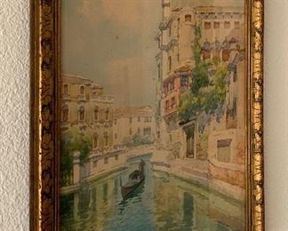 Original Watercolor Venice Italy Neretti 17.5 x 12in