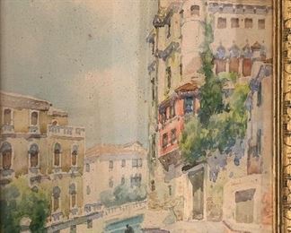 Original Watercolor Venice Italy Neretti 17.5 x 12in