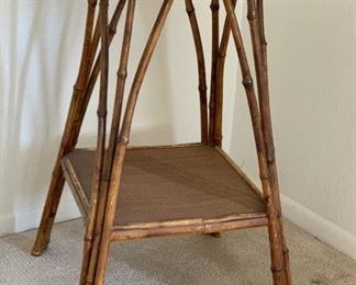 Cane Bamboo Octagon Side Table 28x22.5x22.5