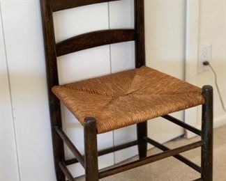Antique Ladderback Rush Seat Chair