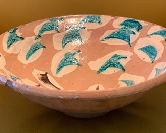 Artist Made Terra-cotta Glazed Bowl 4in H x 12in Diameter
