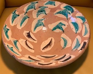 Artist Made Terra-cotta Glazed Bowl 4in H x 12in Diameter