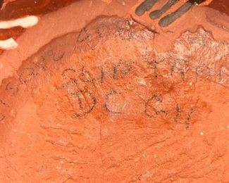 Bisque Slip Trail Bowl 4in H x 9in Diameter