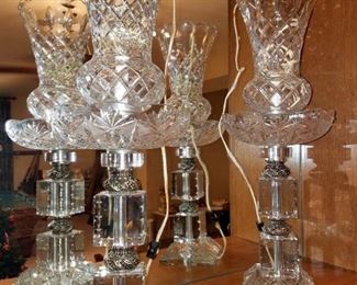 Pair of vintage crystal lamps
