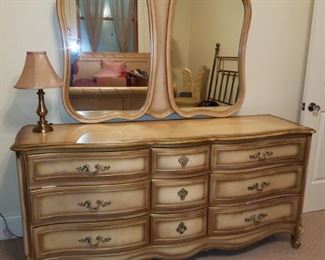 Italian provincial dresser and matching nightstands