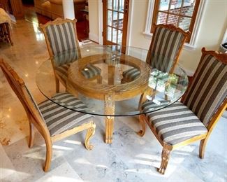 Gorgeous kitchen/dining room table. Carved wood