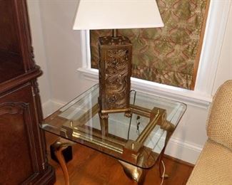 Glass and brass end tables
