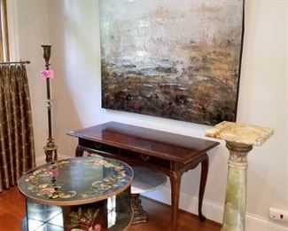 Original painting. Accent tables. Marble pedestal