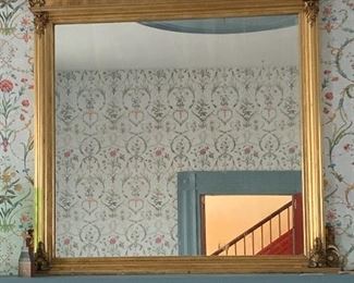 Gold leaf mantel mirror (60"H 58"W)