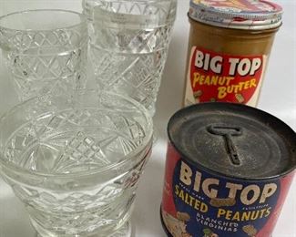 Big Top Peanut Butter and Big Top glassware