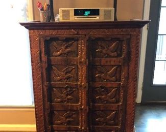 Cabinet measures 32 1/2 wide x 16” deep x 44” tall.