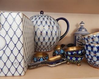 Russian tea set with lots of other Russian accents.
