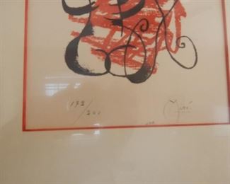 Joan Miro litho hand signed and #.