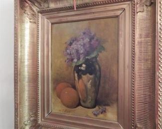 Painting, still life , formal frame.