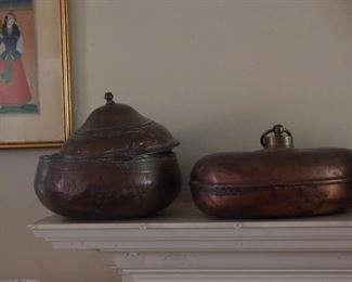 Old copper water bottles...antiques!