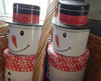 Cute cookie tins... snowman x 2.
