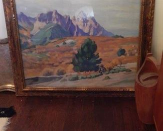 Old French painting. Has been protected with glass cover.