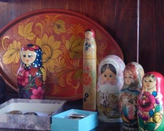 Wooden Russian stack dolls.