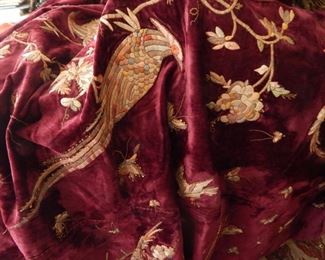 Purple velvet embroidered fabric...vintage.
