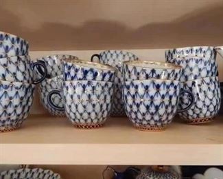 Russian blue net china. Tea sets.