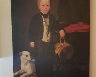 Portrait of a young boy with dog