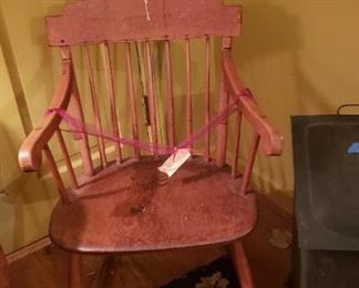 Comb back rocking chair. Antique