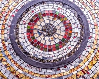 MOSIAC TABLE TOP CLOSE-UP DETAIL.