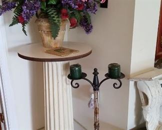 Pedestal, blamboo & metal candlestick