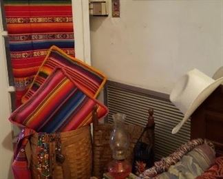 Hand woven blankets, pillows, runner