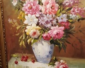 Oil on canvas floral bouquet