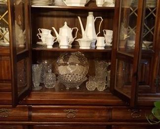 Large china cabinet & ironstone china