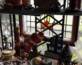 Baker's rack and stained glass window