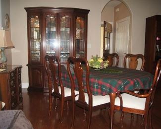 Table includes 2 leaves and extends to 108". Includes custom table cover - excellent condition (Not included in Half Price Saturday but will negotiate)