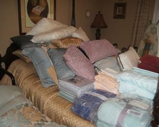 Bedding, pillows - some new in packaging