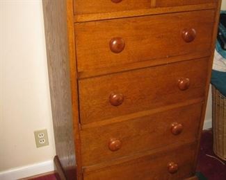 Tall narrow solid wood chest of drawers