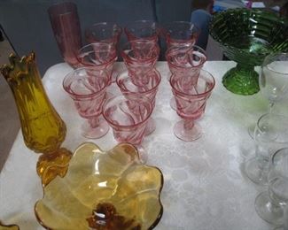 Fostoria "Jamestown" pink goblets
