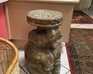 Carved wood elephant stand