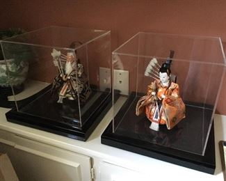 Japanese dolls in custom acrylic displays, from "Boy's Day"