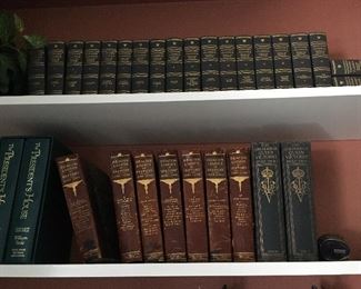 Volume sets: "The Girlhood of Queen Victoria" "Emerson's Essays" "Beacon Lights of History"